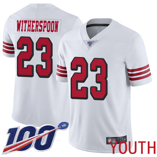 San Francisco 49ers Limited White Youth Ahkello Witherspoon NFL Jersey #23 100th Season Vapor Untouchable